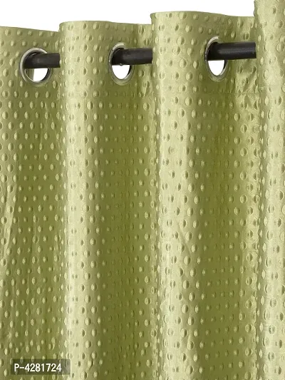 FasHome Premium Green Polyester Polka Dot Printed Window Curtain (Pack Of 2)-thumb2