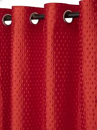 FasHome Premium Red Polyester Polka Dot Printed Window Curtain (Pack Of 2)-thumb1