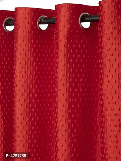 FasHome Premium Red Polyester Polka Dot Printed Window Curtain (Pack Of 2)-thumb2