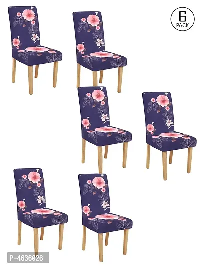 FasHome Elastic Chair Cover/Stretchable Removable  Washable Cover (6 Pcs Chair Cover)-thumb0