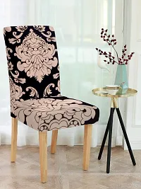 FasHome Premium Multicoloured Polyester Printed Chair Cover (Piece Of 6)-thumb1