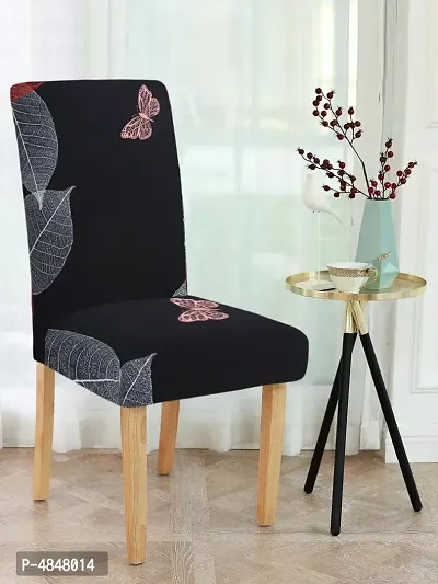 FasHome Premium Black Polyester Printed Chair Cover (Piece Of 6)-thumb2