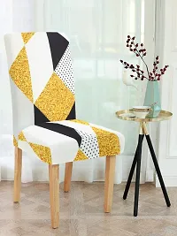 FasHome Premium Multicoloured Polyester Printed Chair Cover (Piece Of 6)-thumb1