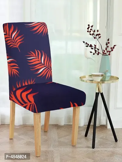 FasHome Premium Navy Blue Polyester Printed Chair Cover