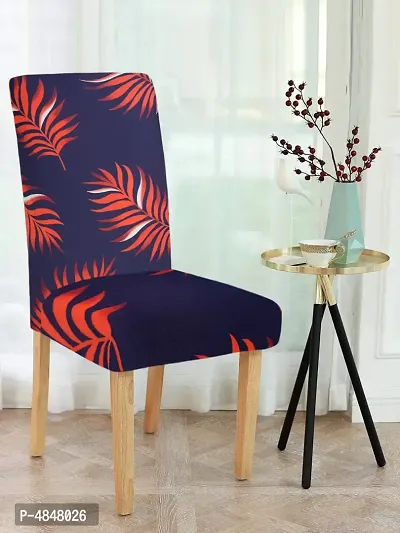 FasHome Premium Navy Blue Polyester Printed Chair Cover (Piece Of 6)-thumb2