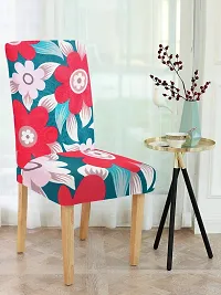 FasHome Premium Multicoloured Polyester Printed Chair Cover (Piece Of 6)-thumb1