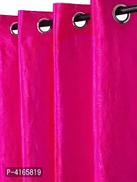 Pack of 2 Beautiful  Pink Polyester Eyelet Fitting Long Door Curtain (9 Feet)-thumb1