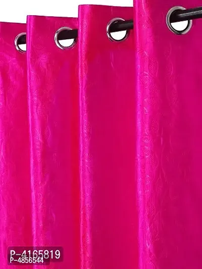 Pack of 2 Beautiful  Pink Polyester Eyelet Fitting Long Door Curtain (9 Feet)-thumb2