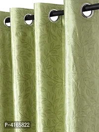 Pack of 2 Beautiful  Green Polyester Eyelet Fitting Door Curtain (7 Feet)-thumb1