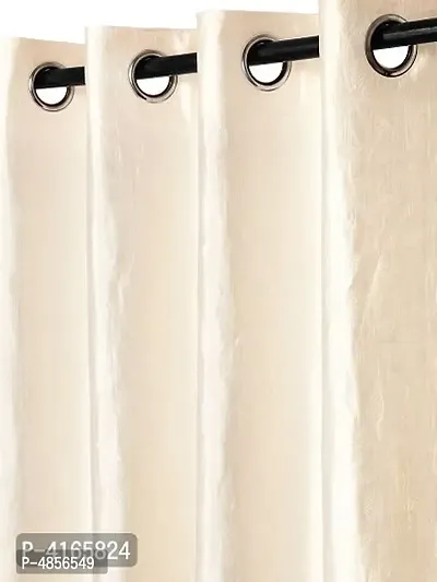 Pack of 2 Beautiful  Beige Polyester Eyelet Fitting Door Curtain (7 Feet)-thumb2