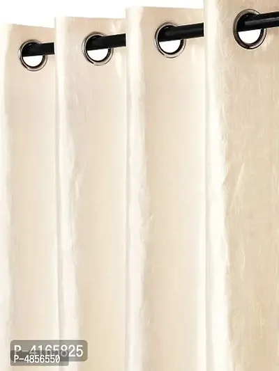 Pack of 2 Beautiful  Beige Polyester Eyelet Fitting Long Door Curtain (9 Feet)-thumb2