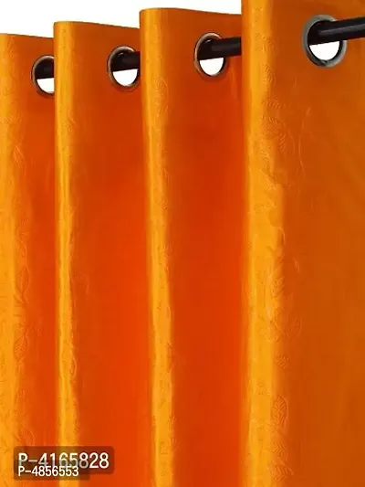 Pack of 2 Beautiful  Orange Polyester Eyelet Fitting Door Curtain (7 Feet)-thumb2