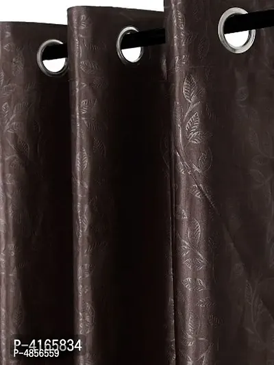 Pack of 2 Beautiful  Coffee Polyester Eyelet Fitting Door Curtain (7 Feet)-thumb2