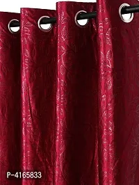 Pack of 2 Beautiful  Maroon Polyester Eyelet Fitting Long Door Curtain (9 Feet)-thumb1