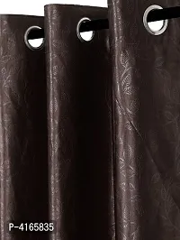 Pack of 2 Beautiful  Coffee Polyester Eyelet Fitting Long Door Curtain (9 Feet)-thumb1