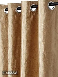 Pack of 2 Beautiful  Brown Polyester Eyelet Fitting Door Curtain (7 Feet)-thumb1