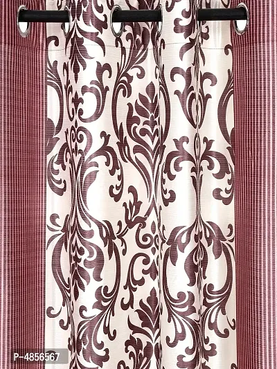 Pack of 2 Beautiful  Peach Polyester Eyelet Fitting Door Curtain (7 Feet)-thumb2