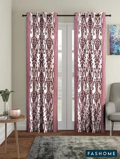 Pack of 2 Polyester Eyelet Fitting Door Curtain (7 Feet)