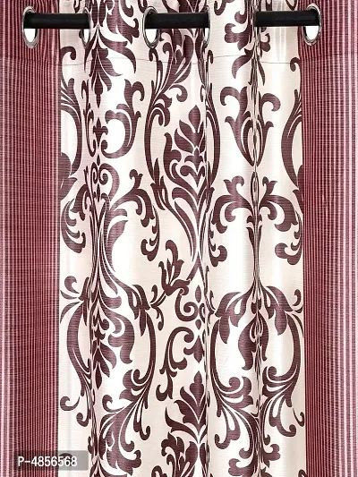 Pack of 2 Beautiful  Peach Polyester Eyelet Fitting Long Door Curtain (9 Feet)-thumb2