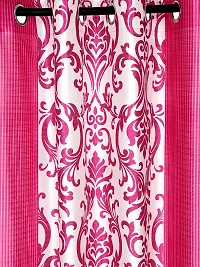 Pack of 2 Beautiful  Pink Polyester Eyelet Fitting Long Door Curtain (9 Feet)-thumb1