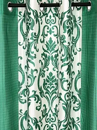 Pack of 2 Beautiful  Green Polyester Eyelet Fitting Long Door Curtain (9 Feet)-thumb1