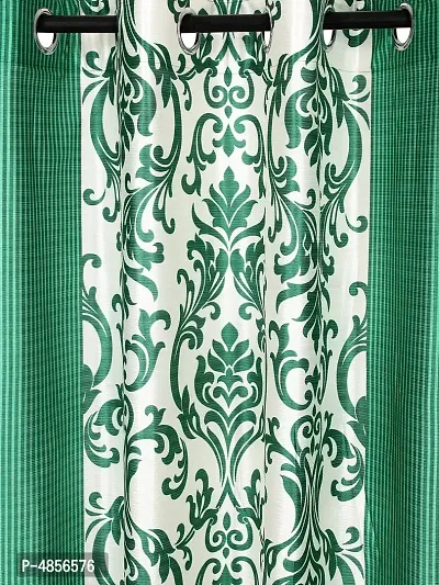 Pack of 2 Beautiful  Green Polyester Eyelet Fitting Long Door Curtain (9 Feet)-thumb2