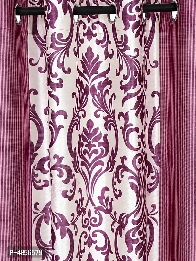 Pack of 2 Beautiful  Pink Polyester Eyelet Fitting Door Curtain (7 Feet)-thumb2