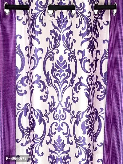 Pack of 2 Beautiful  Purple Polyester Eyelet Fitting Door Curtain (7 Feet)-thumb2