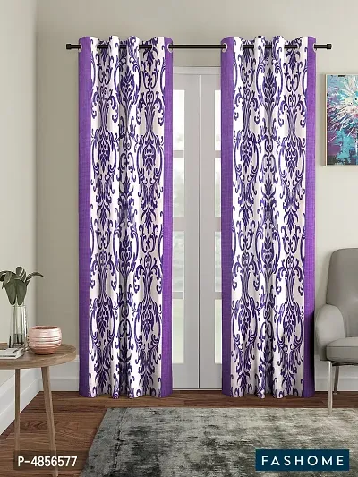 Pack of 2 Beautiful  Purple Polyester Eyelet Fitting Door Curtain (7 Feet)-thumb0