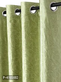 Pack of 2 Beautiful Green Polyester Eyelet Fitting Windows Curtain (5 Feet)-thumb1