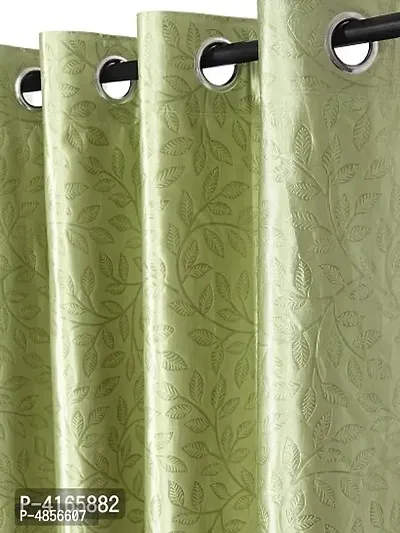 Pack of 2 Beautiful Green Polyester Eyelet Fitting Windows Curtain (5 Feet)-thumb2