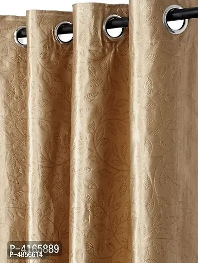 Pack of 2 Beautiful Brown Polyester Eyelet Fitting Windows Curtain (5 Feet)-thumb2