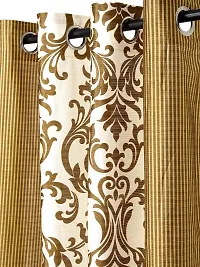 Pack of 2 Beautiful Brown Polyester Eyelet Fitting Windows Curtain (5 Feet)-thumb2