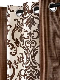 Pack of 2 Beautiful Brown Polyester Eyelet Fitting Windows Curtain (5 Feet)-thumb2