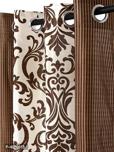 Pack of 2 Beautiful Brown Polyester Eyelet Fitting Windows Curtain (5 Feet)-thumb3