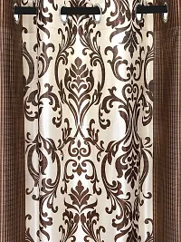 Pack of 2 Beautiful Brown Polyester Eyelet Fitting Windows Curtain (5 Feet)-thumb1