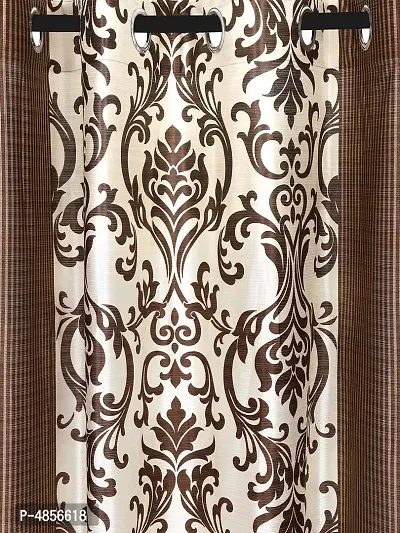 Pack of 2 Beautiful Brown Polyester Eyelet Fitting Windows Curtain (5 Feet)-thumb2