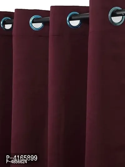 Pack of 2 Beautiful Maroon Polyester Eyelet Fitting Windows Curtain (5 Feet)-thumb3