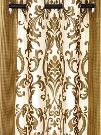 Pack of 2 Beautiful Brown Polyester Eyelet Fitting Windows Curtain (5 Feet)-thumb1