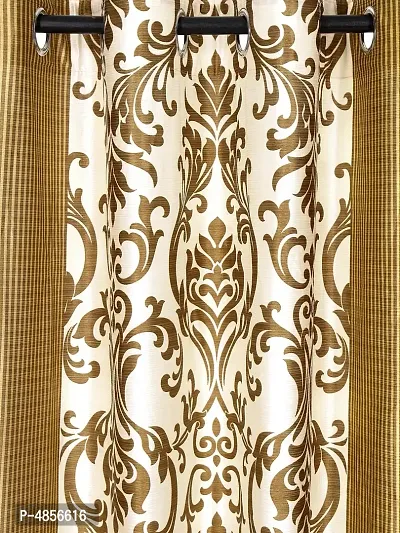 Pack of 2 Beautiful Brown Polyester Eyelet Fitting Windows Curtain (5 Feet)-thumb2