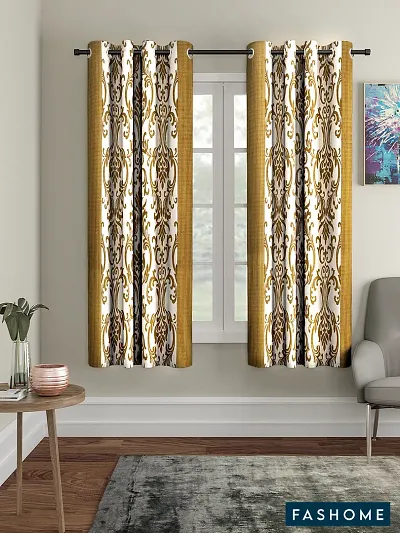 Pack of 2 Polyester Eyelet Fitting Windows Curtain (5 Feet)