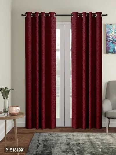 FasHome Heavy Polyester Long Emboss Eyelet Long Door Curtains (Door 4 x 9 Feet, (Pack of 2)-thumb0