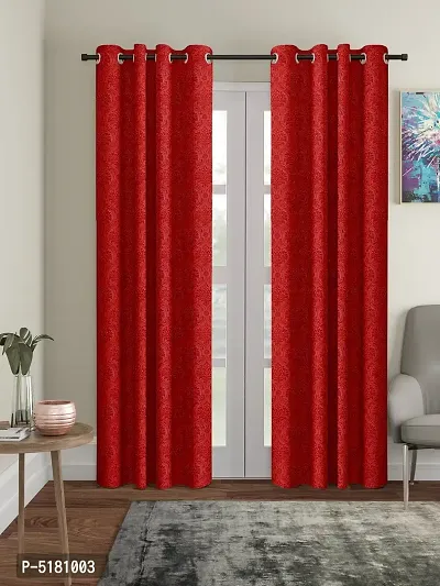 FasHome Heavy Polyester Long Emboss Eyelet Long Door Curtains (Door 4 x 9 Feet, (Pack of 2)