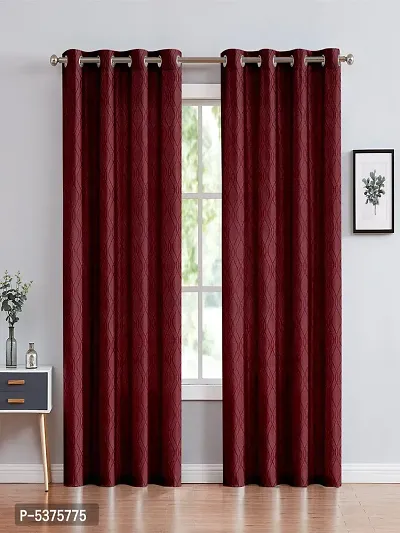 Polyester Door Curtain 7FT-Pack of 2 -Maroon-thumb0