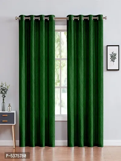 Polyester Long Door Curtain 9FT-Pack of 2 -Green-thumb0