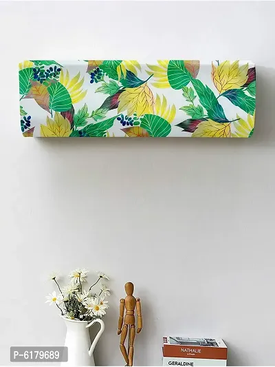 Polyester Green Floral Print Printed Air Conditioning Dust Cover, Folding AC Cover, Split for 1.5 Ton Indoor Unit-thumb3