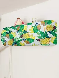 Polyester Green Floral Print Printed Air Conditioning Dust Cover, Folding AC Cover, Split for 1.5 Ton Indoor Unit-thumb1