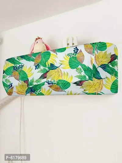 Polyester Green Floral Print Printed Air Conditioning Dust Cover, Folding AC Cover, Split for 1.5 Ton Indoor Unit-thumb2