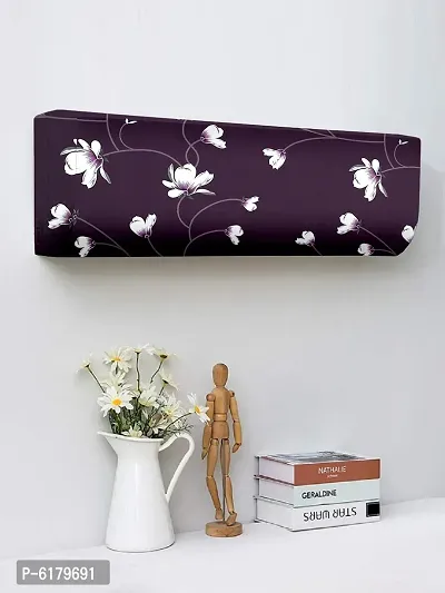 Polyester Purple Floral Print Printed Air Conditioning Dust Cover, Folding AC Cover, Split for 1.5 Ton Indoor Unit