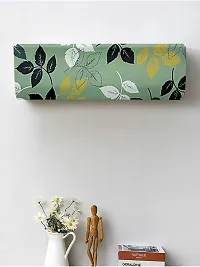 Polyester Green Leaf Print Printed Air Conditioning Dust Cover, Folding AC Cover, Split for 1 Ton Indoor Unit-thumb2